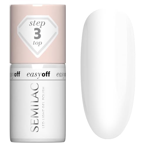 Semilac EASY OFF Nagellack Top LED LIGHT 7 ml – Hochglanz, mit LED-Lampe aushärten, einfach ohne Aceton