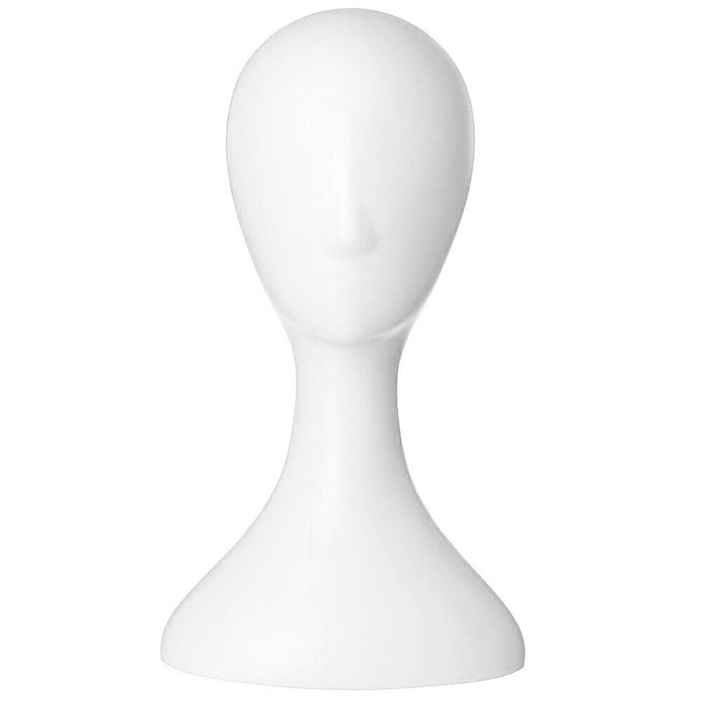 Loop Head Mannequin - Egg Face Head Dummy - Display Stand Face for Sunglasses Hair Wig Eye Glasses Holder Hat Model Stand Hat Scarf Cap Mannequin Head Plastic Photography Props Display Stand (White)-image-26