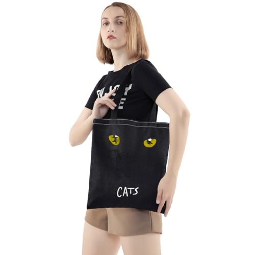 WZMPA Black Cats Tote Bag Musical Theatre Fans Gift Cats Musical Reusable Shoulder Bag Black Cat Merch4