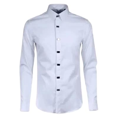 Hdhdeueh Men 100 Cotton Dress Shirt Black Solid Color Long Sleeve Square Rivets Slim Fit