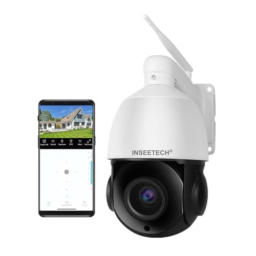 4MP PTZ Security Camera Wireless Outdoor, 18X Optical Zoom Surveillance IP Camera with Human Auto Tracking & Zoom, 2-Way Audio, 387ft, Night Vision Siren, IP66 for Backyard School Office