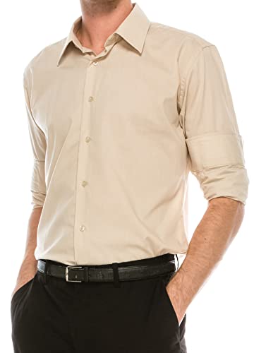 Men's Long Sleeve Slim Fit Solid Dress Shirts4