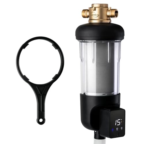 iSpring WSP50ARJ NSF Certified Spin-Down Sediment Water Filter Large Capacity Reusable with Touch-Screen Auto Flushing Module with Automatic