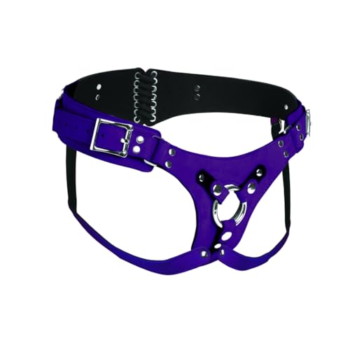 Corset en cuir de luxe violet homme femme STRAP U avec anneau 3,8 cm