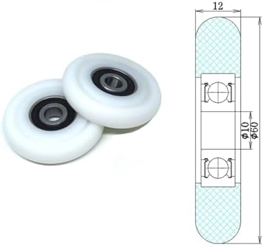 1pcs 50mm Miniature Plastic Bearings 10x50x12mm POM Covered Round Guide Pulley 10 * 50 * 12 Rowing Machine Seat Wheels(8x32x10mm) - 1