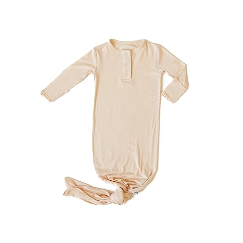 Image of Upton Ave Knotted Gown Baby Newborn, Viscose derived from Bamboo, Infant Sleeper with Mittens, Baby Girl, Baby Boy, Unisex, Super Soft Fabric