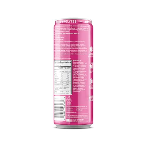 Image of Optimum Nutrition Amino Energy Sparkling Hydration Drink, Electrolytes, Caffeine, Amino Acids, BCAAs, Sugar Free, Watermelon, 12 Fl Oz, (Packaging May Vary),12 Count (Pack of 2)