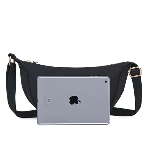 Small Sling Crossbody Bag for Women Men Trendy Crescent Bag with Adjustable Strap Lightweight Nylon Cloth Handbags3