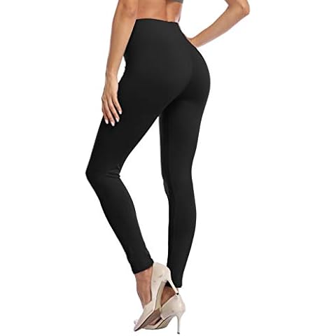 LIGHTBACK Ultra Soft Leggings for Women High Waisted Stretchy Yoga Leggings Full Length Workout Leggings Black Cover