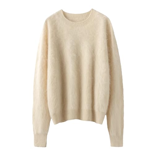 Women’s Soft Knit Sweater – Cashmere Blend, O-Neck Pullover, Twisted Texture Warm Winter Bottoming Top