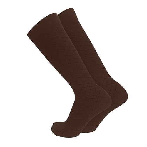 Image of Truform Pattern Compression Socks, 8-15 mmHg, Men & Women's Diamond Knit Dress Socks, Knee High Over Calf Length, Charcoal, Medium
