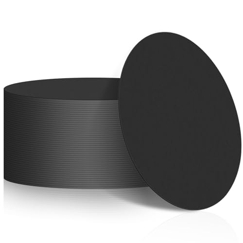 TaoBary Disposable Paper Coasters Bulk, Cardboard Coasters 4 Inch Coasters for Drinks DIY Crafts Arts Bar Wedding(Black,50 Pcs)