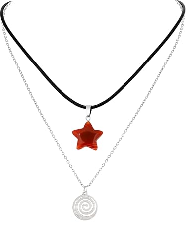 OJERRY Set 2 Spiral Star Pendant Necklace for Teen Girls, Y2K Indie Grunge Aesthetic Jewelry, Trendy Sfuff for Teen Girls