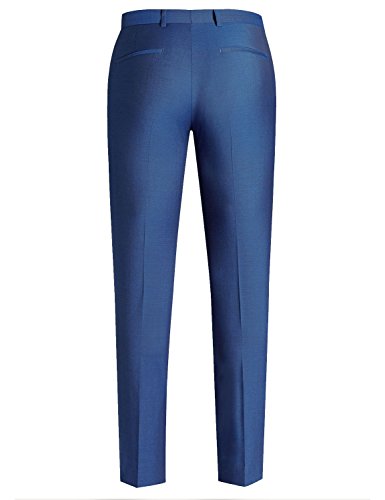 HBDesign Mens Business Fashion Slim Fit Flat Straight Embroidered Red Iron Pants2