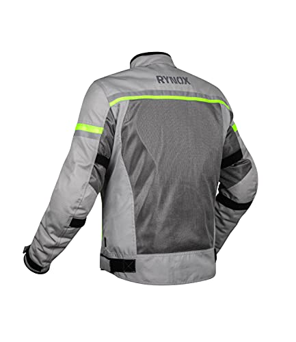 Image of RYNOX AIR GT 3 RIDING JACKET GREY HI-VIZ GREEN (S) (WITHOUT LINERS)