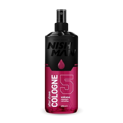 NISHMAN Aftershave Cologne 05 - Volcano 400ml – Refreshing After Shaving Spray Lotion for Men - Scent of Creamy Heliotrope Flower & Oriental Hibiscus - Mens After Shave Cologne