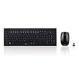 Lieferumfang: 1x Funk-Tastatur, 1x Funk-Maus, 1x Empfänger, 1x AAA Batterie, 1x AA Batterie, 1x Bedienungsanleitung