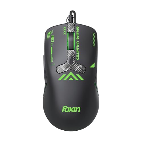 Image of Foxin Phantom GM 104 USB Wired Gaming Mouse with Upto 7200 DPI Gaming Sensor | 6 Buttons | Upto 10 Million Clicks | RGB Lighting | Ergonomic Design | 1.5m Cable (Black)