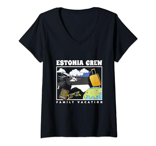 Estonia Crew Family Vacation Tour Travel Trip Matching V-Neck T-Shirt