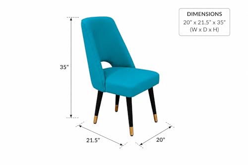 Image of WOODEN SPACE 6-Seater Wooden Dining Table Set | Nano Composite Marble Top | Solid Wood Base | Modern Dining Room Furniture with 6 Chairs (Sky Blue Vintage)