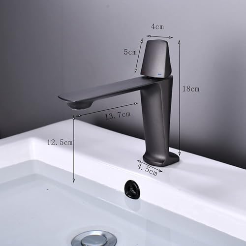 Image of BASSINO Small Size Brass Bathroom Sink Wash Basin Mixer Tap Single Handle Hot & Cold Waterfall Lavatory Sink Faucet for Living Room & Bathrooms (Black)