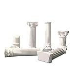 Distressed Roman Pillars Set of 6 - Mini Broken Greek Columns for Mythology Displays Miniature Diorama (2.55'-3.74' Tall, Antique White Plaster)