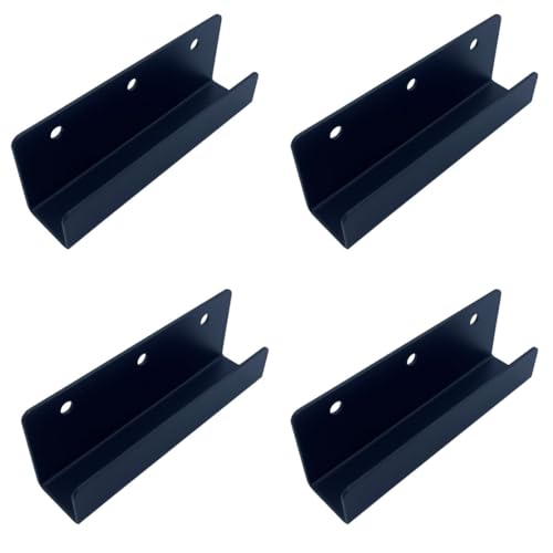 Image of 4 PCS Black Steel Wall Tile Bracket, Ladder Hanger for Wall Mount, U Bracket, Billboard Hook, Thickness 2 mm, Slot Width 25mm