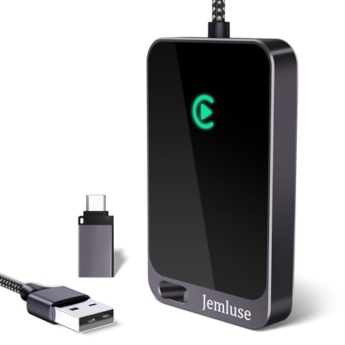 Jemluse Wireless CarPlay Adapter for Apple - Stable Fast Connection for Convert Factory Wired to Wireless CarPlay Dongle Cars for iPhone - No Latency from iOS 10+ to Screen w/USB C (Cosmic Gray)