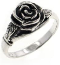 Miniatura 3 de Anillo pequeño de plata de ley con detalle de rosa (tamaños 3, 4, 5, 6, 7, 8, 9, 10, 11, 12, 13, 14, 15)