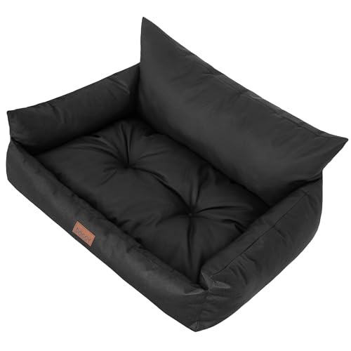 Bjird Hundebett Grosse Hunde Wasserdicht - Hundedecke Sofa, Hundebett Mittelgroße Hunde - Joker Waschbares Hundesofa mit Herausnehmbarem Kissen - Oeko-Tex Hundekissen Dog Bed 64x49 cm Schwarz L