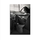 Black And White Poster Sexy Lady Smoking in Bathroom Poster Canvas Wall Art Poster Print Picture Paintings for Living Room Bedroom Office Decoration, Canvas Poster Art Gift for Family Friends.20x30inc