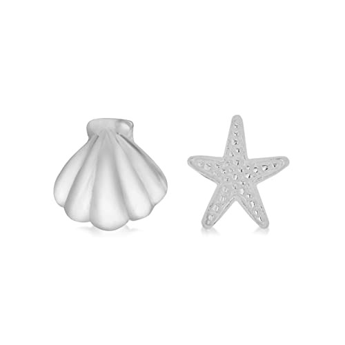 Tuscany Silver Pendientes de plata de ley con estrella de mar y concha Plata, mujer