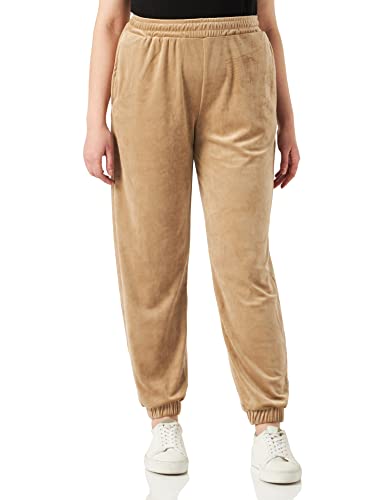 Urban Classics Pantalones Deportivos de Terciopelo de Cintura Alta para Mujer, Gris Pardo Suave, XS