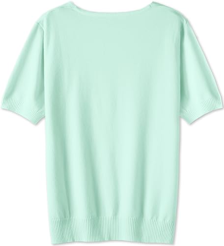 Image of DAIMIDY Women's Short Sleeve Sweater V Neck Summer Knit Tops | Business Casual Tops| Soft,Lightweight,Breathable and Comfortable| Perfect for Shopping,Date,Vacation,Daily Wear Etc.