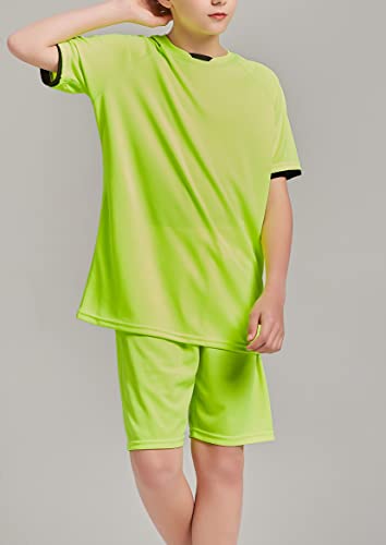 Danichins Boys Loose Athletic Short-Sleeve Shirt And Active Mesh Shorts Set (Yellow, 4) #TOP3