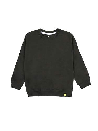 Image of KiddoPanti Boys Solid Round Neck Full Sleeve Fleece Sweatshirt | 60% Cotton 40% Polyester | Soft Warm Winter Pullover | Ribbed Cuffs & Hem | Casual Winter Sweatshirt for Kids
