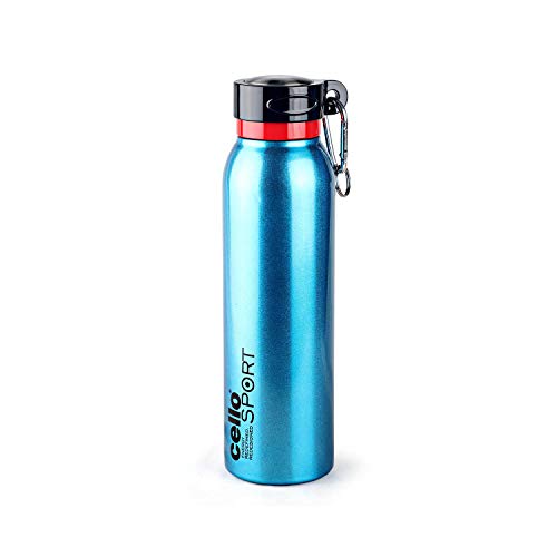 Image of Cello Beatle Stainless Steel Flask, Brown, 550Ml & Cello Beatle Stainless Steel Flask, 550 Ml, Metallic Blue
