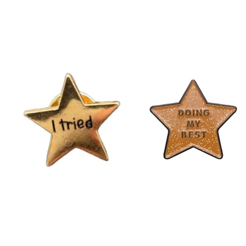 Image of inchi Tried inch Stars Enamel Pin inchDoing My Best inch Gold Glitter Star Enamel Pin Pop-Enamel Pin Lapel Badges Brooch for Women Men