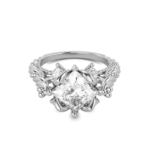 Catalejo 1.5 Ct Princess Cut Moissanite Engagement Rings For Women, Wedding Rings 14k Gold Vermeil, Gold Plated Sterling Silver Two Tones White Gold & Yellow Gold, Promise Rings For Her2