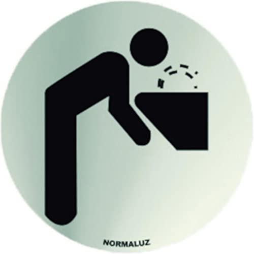 Normaluz Rd797023 - Señal Adhesiva Redonda Fuente Acero Inoxidable Adhesivo 0,8 Mm 7 Cm Con Cte, Ripci