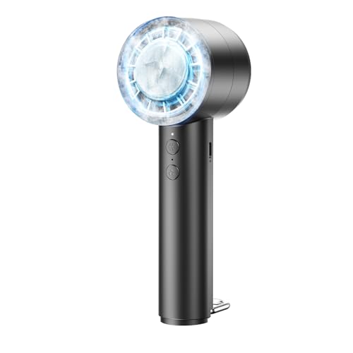 OUILA 4000mAh Mini Ventilateur Portable avec Fonction de Compresse Froide et Crochet en D, Rechargeable à 5 Vitesses Petit Ventilateur de poche pour Bureau Maison...