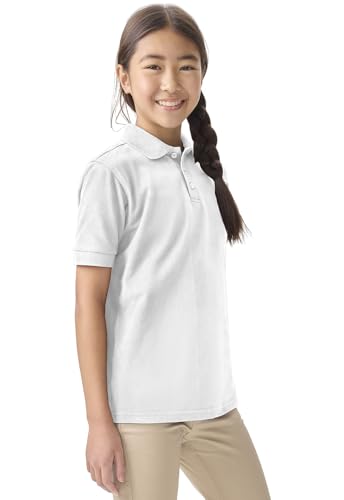 Image of Classroom School Uniforms for Boys and Girls Short Sleeve Pique Polo | Unisex Youth Shirt, Matching Ribbed Collar, Banded Sleeves, Three-button Placket, Comfortable Fit, School Uniform Essential