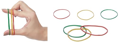 Image of Amazon Basics Rubber Bands | Enhanced Stretchability and Durability | (3 inch, Pack of 500 gm) (Multicolour)
