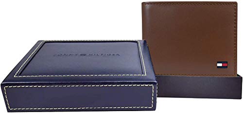 Tommy Hilfiger Men's Leather Edisto RFID Slim Bifold Wallet, Tan3