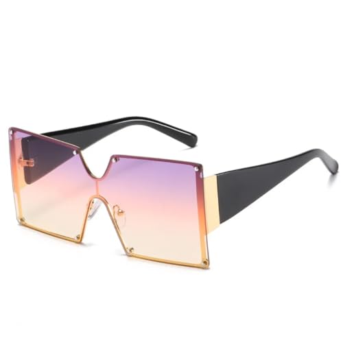Lunettes de soleil surdimensionnées de luxe sans monture rétro violet