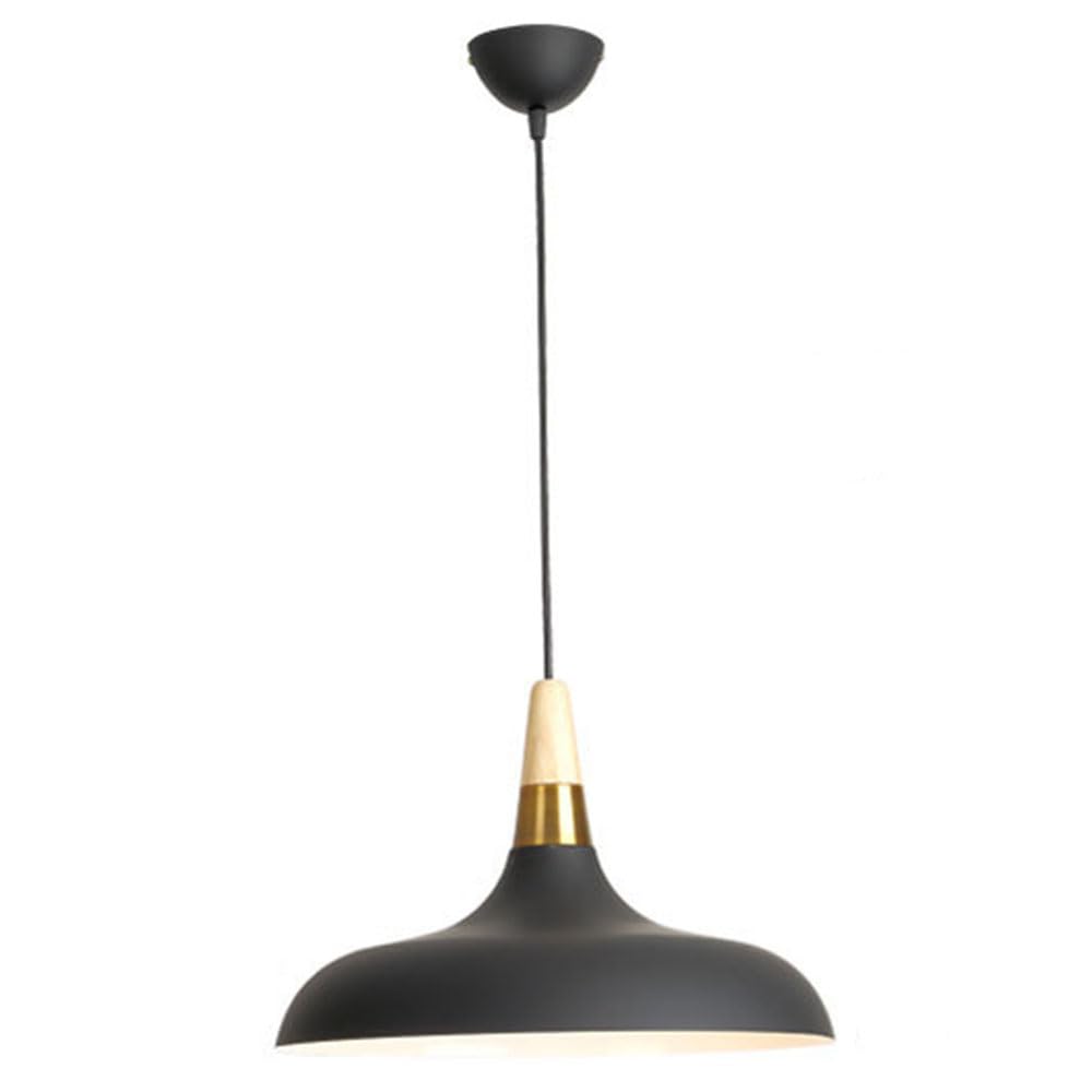 Lampe suspendue réglable noire luminaire suspendu design lanterne de lustre en bois E27 60W