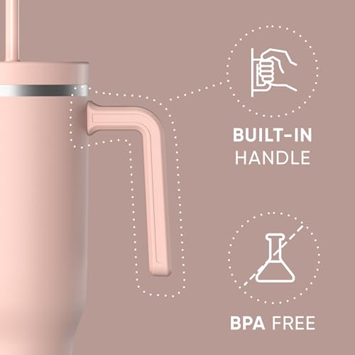 Image of Hydrapeak Voyager 40 oz Tumbler With Handle and Straw Lid | Stainless Steel Insulated Tumblers | Travel Mug for Hot and Cold Beverages, Thermos Travel Coffee Mug (Peony)