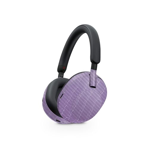 Image of MightySkins Carbon Fiber Skin Compatible with Sony WH-1000XM5 Headphones - Purple Gator Skin | Protective, Durable Textured Carbon Fiber Finish | Easy to Apply