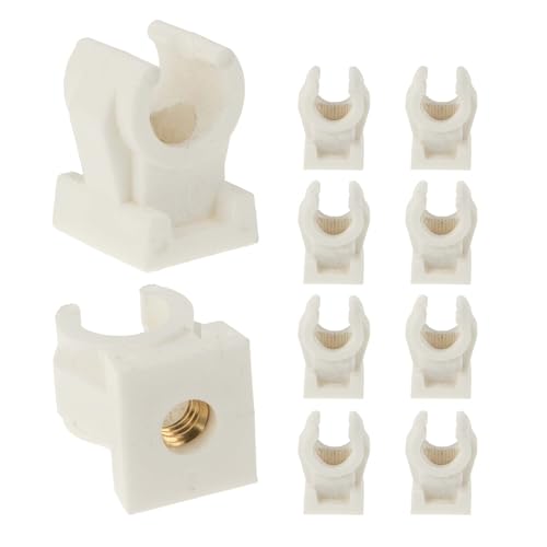 tecuro 10 abrazaderas de sujeción sencillas de 10 mm, con casquillo roscado de latón M6, de plástico blanco, para tubos y mangueras de 10 mm de diámetro