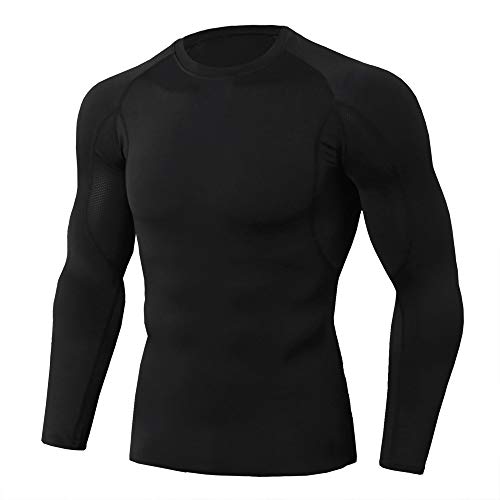 SHAMONI-SPORTS Comfort Mens Compression Jogging T-shirt Running Skinny Sport Long Shirts Gym Fitness Training Quick dry t shirt Male Workout Tees Tops (Color : C1, Size : S)